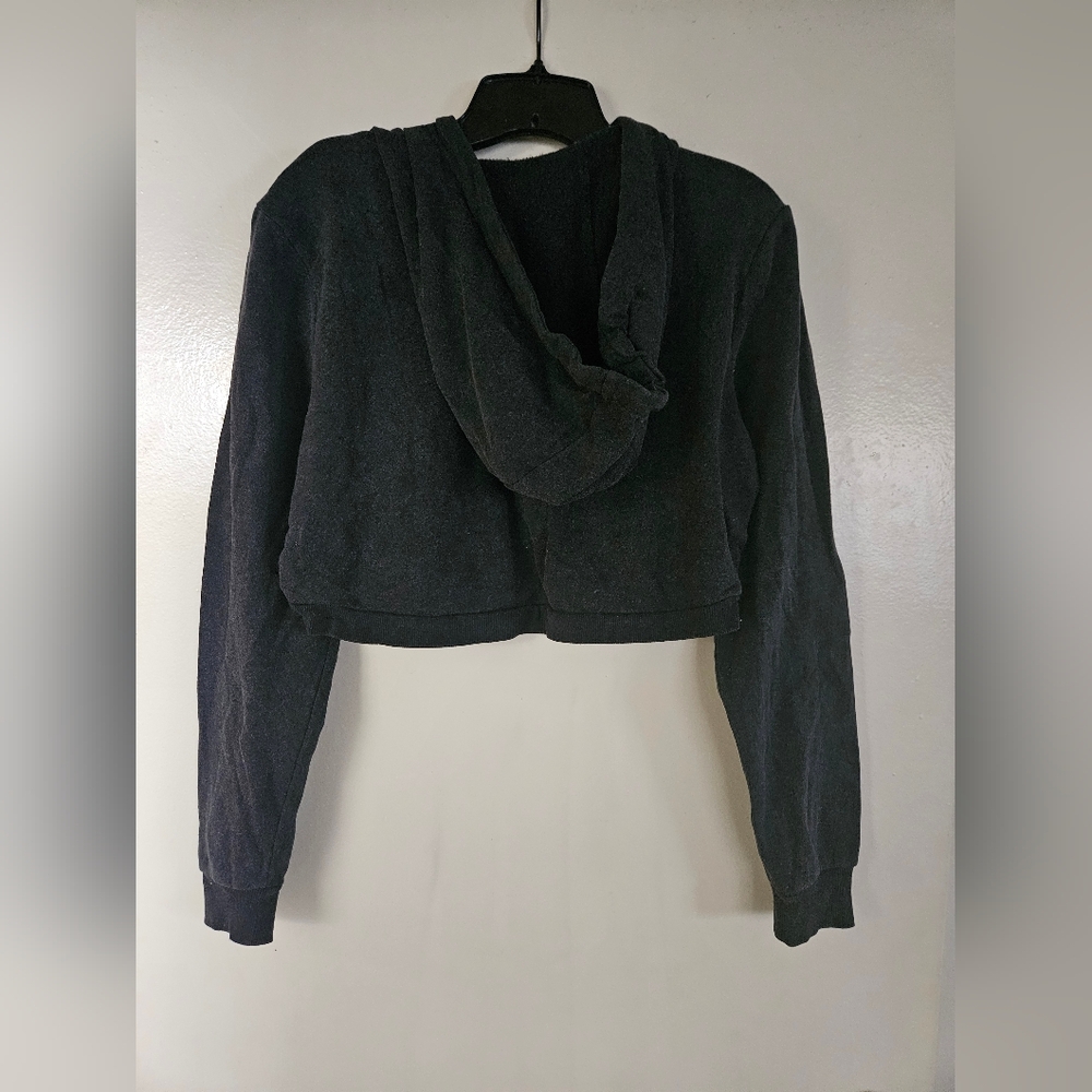 Material Girl Active Juniors Cropped Hoodie - Dark Gray - Size L - Picture 2 of 2